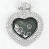 5.44 G. Real 925 Silver Jewelry Heart Pendant Mother Of Pearl with Cz Good