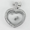 4.41 G. Real 925 Sterling Silver Jewelry Heart Pendant Beautiful with Cz White