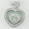 4.86 G. Cz White Real 925 Sterling Silver Jewelry Heart Pendant Mother of Pearl