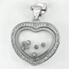 6.66 G. Round Cz White Real 925 Sterling Silver Jewelry Heart Pendant Beautiful