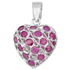 925 Sterling Silver Pendant Jewelry with Red Ruby Heart Design Natural Gemstone