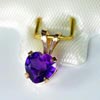 10K Solid Gold Pendant Jewelry with Heart Shape Natural Amethyst Gemstone