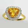 3.88 Ct. Natural Yellow Sapphire & White Diamond 18K Solid Gold Ring Size 7