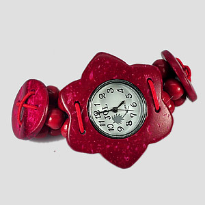 17.39 G. Fashion Wrist Watch Coconut Shell Stretch Bracelet Length 3-4 Inch.