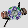 26.33 G. Charming Flower Print Wooden Watch Stretch Bracelet Length 6 Inch.