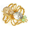White Quartz Spider Brooch Fashion Nickel Eye Green Jade 37.47 Ct. Natural Gem