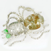 White Quartz Spider Brooch Fashion Nickel Eye Green Jade 49 Ct.Natural Gemstone