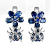 11.67 G. Natural Gems Blue Sapphire Real 925 Sterling Silver Jewelry Earrings