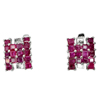 6.58 G. Natural Square Purplish Pink Ruby 925 Sterling Silver Jewelry Earrings