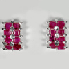 2.19 G. Square Shape Natural Red Ruby Real 925 Silver Jewelry Earrings