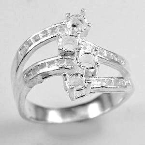 Wholesale 5 Pcs / $53.98 Semi Mount 925 Sterling Silver Jewelry Ring