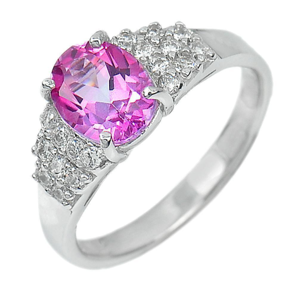 3.58 G. Natural Gemstones  Pink Topaz Real 925 Sterling Silver Ring Size 8