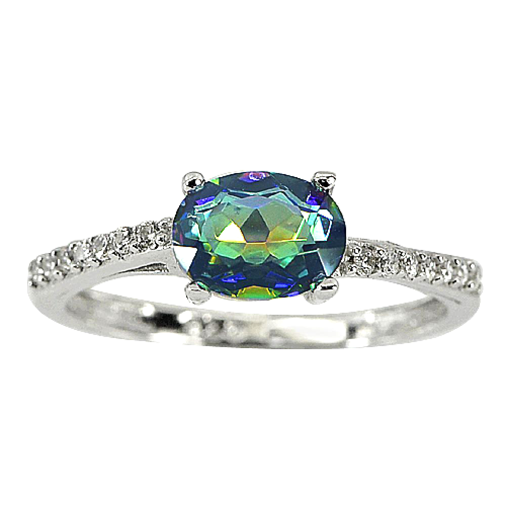 1.95 G. Charming Natural Gem Mystic Topaz Real 925 Sterling Silver Ring Size 8
