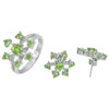 Real 925 Silver Jewelry Sets Ring Size 8 And Earrings Natural Peridot 10.63 G.