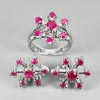 10.69 G. Natural Pink Ruby 925 Silver Jewelry Sets Ring Size 6 And Earrings