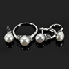 9.86 G. Natural White Pearl Jewelry Sets of Ring Pendant Earrings