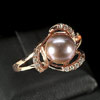 3.74 G. New Natural Purplish Pink Pearl Rose Gold Plated Silver Ring Size 10
