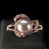 3.91 G. New Natural Purplish Pink Pearl Rose Gold Plated Silver Ring Size 9
