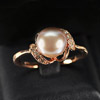 3.45 G. Vivid Natural Orangish Pink Pearl Rose Gold Plated Silver Ring Size 10