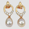4.42 G. Natural Pink Pearl with CZ Real 925 Sterling Silver Rose Gold Earrings