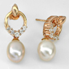 4.66 G. Alluring Natural Purplish Pink Pearl Rose Gold Plated Silver Earring