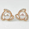 4.87 G. New Design Natural Purplish Pink Pearl Rose Gold Plated Silver Earring