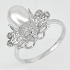 3.60 G. Real 925 Sterling Silver Ring Size 9 Natural White Pearl Oval Cabochon