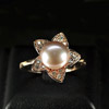 4.13 G. Vivid Natural Purplish Pink Pearl Rose Gold Plated Silver Ring Size 8