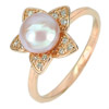 925 Sterling Silver Rose Gold Plated Jewelry Ring Size 8 Good Natural Pearl