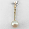 925 Silver Pendant Jewelry Rose Gold Plate with Purplish Pink Pearl and Cz