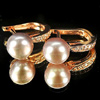4.58 G. GOOD  Natural Purplish Pink Pearl Rose Gold Plated Silver Earring