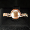 3.01 G. Natural Purplish Pink Pearl Rose Gold Silver Ring Size 9