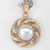 3.23 G. Beautiful Natural Purplish Pink Pearl Rose Gold Plated Silver Pendent