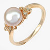 2.88 G. Natural Orangish Pink Pearl Rose Gold Plated Silver Ring Size 10