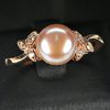 3.08 G. Natural Orangish Pink Pearl Rose Gold Plated Silver Ring Size 8