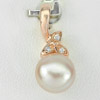 1.97 G. Beautiful Natural Orangish Pink Pearl Rose Gold Plated Silver Pendent