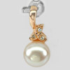 2.05 G. Beautiful Natural Orangish Pink Pearl Rose Gold Plated Silver Pendent