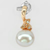 2.11 G. Beautiful Natural Orangish Pink Pearl Rose Gold Plated Silver Pendent