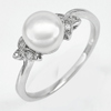 3.09 G. Nice Natural White Pearl with CZ Real 925 Sterling Silver Ring Size 9