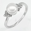 2.93 G. Good Real 925 Sterling Silver Ring Size 8 Natural White Pearl with CZ