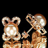 4.57 G. Alluring Natural Purplish Pink Pearl Rose Gold Silver Earrings