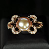 4.35 G. Natural Purplish Pink Pearl Rose Gold Silver Ring Size 10
