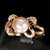 4.18 G. Matey Natural Purplish Pink Pearl Rose Gold Plated Silver Ring Size 8