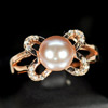 4.38 G. Matey Natural Purplish Pink Pearl Rose Gold Plated Silver Ring Size 9