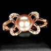 4.47 G. Vivid Natural Purplish Pink Pearl Rose Gold Plated Silver Ring Size 10
