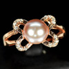 4.30 G. New Natural Purplish Pink Pearl Rose Gold Plated Silver Ring Size 8