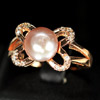 4.33 G. Matey Natural Purplish Pink Pearl Rose Gold Plated Silver Ring Size 8