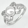 4.23 G. Attractive Natural White Pearl Real 925 Sterling Silver Ring Size 9
