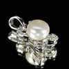 2.39 G. Good Round Cabochon Natural White Pearl Real 925 Sterling Silver Pendant