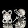 4.65 G. Round Cabochon Natural White Pearl Jewelry Sterling Silver Earrings